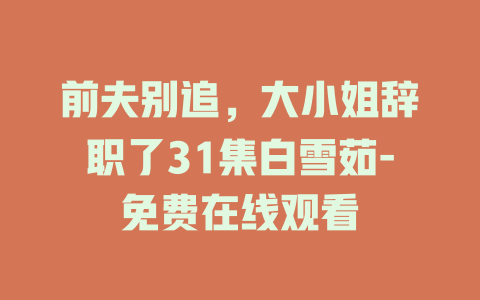 前夫别追，大小姐辞职了31集白雪茹-免费在线观看