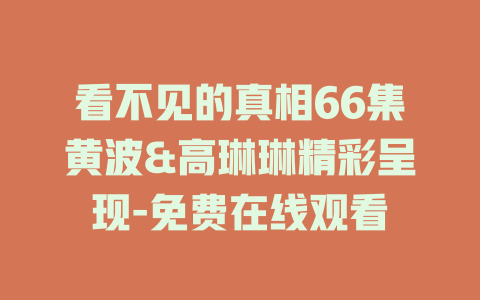 看不见的真相66集黄波&高琳琳精彩呈现-免费在线观看