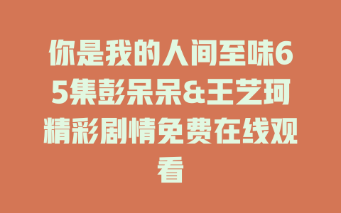 你是我的人间至味65集彭呆呆&王艺珂精彩剧情免费在线观看