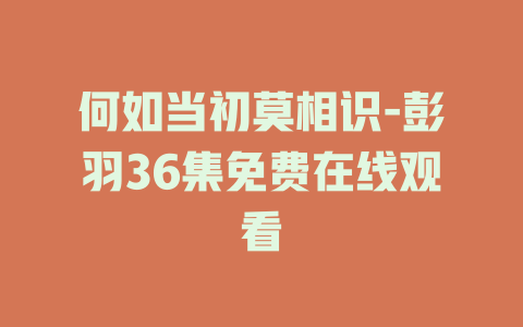 何如当初莫相识-彭羽36集免费在线观看