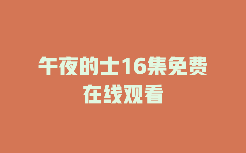 午夜的士16集免费在线观看