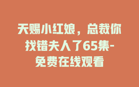 天赐小红娘，总裁你找错夫人了65集-免费在线观看