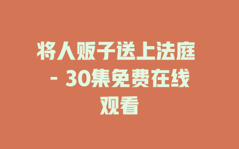 将人贩子送上法庭 - 30集免费在线观看