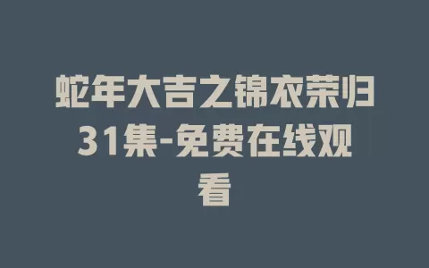 蛇年大吉之锦衣荣归31集-免费在线观看