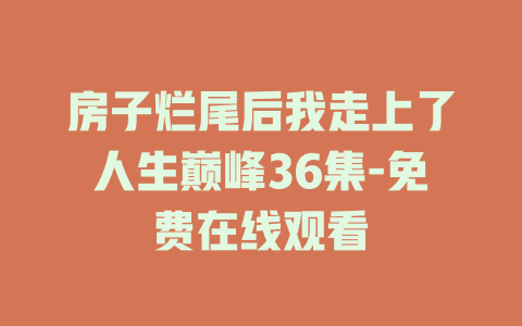 房子烂尾后我走上了人生巅峰36集-免费在线观看