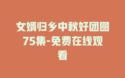 女婿归乡中秋好团圆75集-免费在线观看