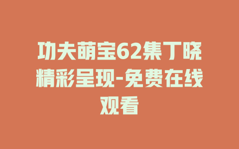 功夫萌宝62集丁晓精彩呈现-免费在线观看