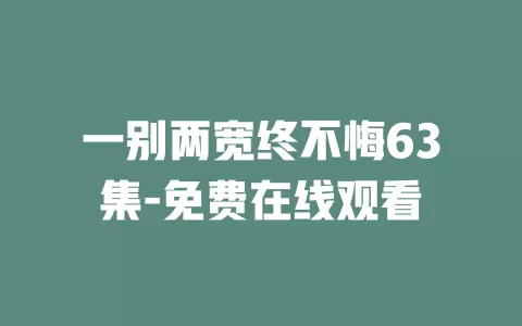 一别两宽终不悔63集-免费在线观看
