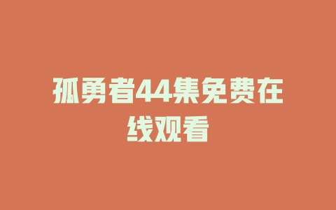 孤勇者44集免费在线观看