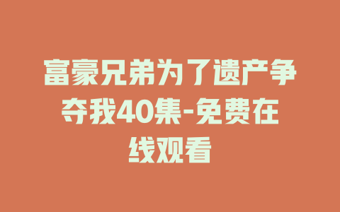 富豪兄弟为了遗产争夺我40集-免费在线观看