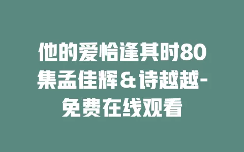 他的爱恰逢其时80集孟佳辉＆诗越越-免费在线观看