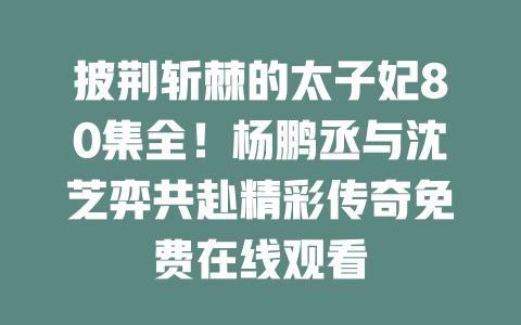 披荆斩棘的太子妃80集全！杨鹏丞与沈芝弈共赴精彩传奇免费在线观看