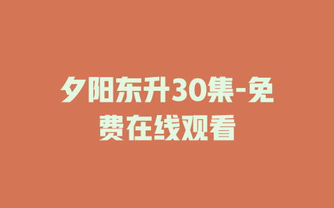 夕阳东升30集-免费在线观看