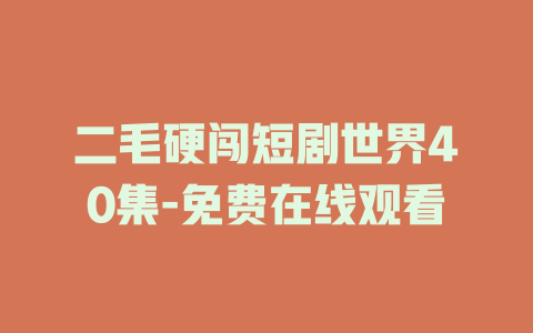 二毛硬闯短剧世界40集-免费在线观看