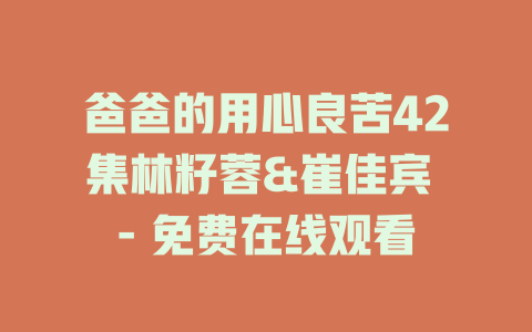 爸爸的用心良苦42集林籽蓉&崔佳宾 - 免费在线观看