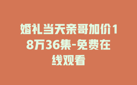 婚礼当天亲哥加价18万36集-免费在线观看