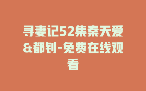 寻妻记52集秦天爱&都钊-免费在线观看