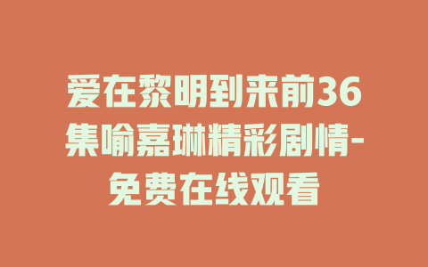 爱在黎明到来前36集喻嘉琳精彩剧情-免费在线观看