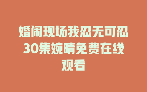 婚闹现场我忍无可忍30集婉晴免费在线观看