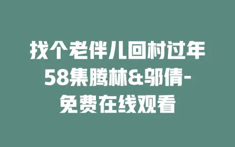找个老伴儿回村过年58集腾林&邬倩-免费在线观看