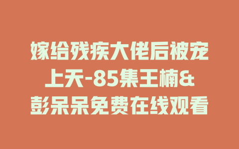 嫁给残疾大佬后被宠上天-85集王楠&彭呆呆免费在线观看