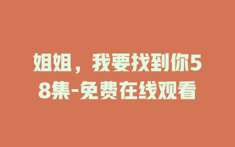 姐姐，我要找到你58集-免费在线观看