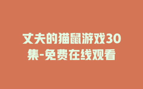 丈夫的猫鼠游戏30集-免费在线观看