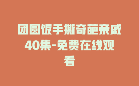 团圆饭手撕奇葩亲戚40集-免费在线观看