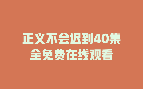 正义不会迟到40集全免费在线观看