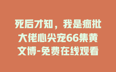 死后才知，我是疯批大佬心尖宠66集黄文博-免费在线观看