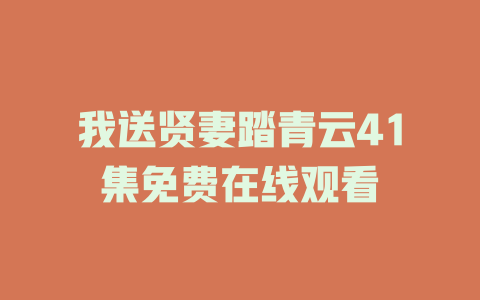 我送贤妻踏青云41集免费在线观看