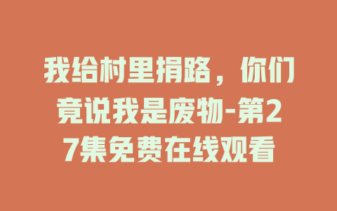 我给村里捐路，你们竟说我是废物-第27集免费在线观看