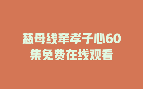 慈母线牵孝子心60集免费在线观看