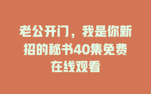 老公开门，我是你新招的秘书40集免费在线观看
