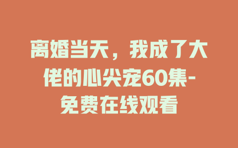 离婚当天，我成了大佬的心尖宠60集-免费在线观看
