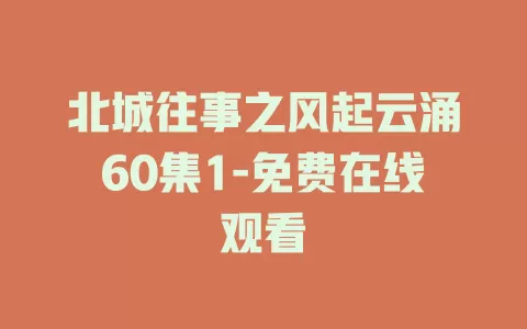北城往事之风起云涌60集1-免费在线观看