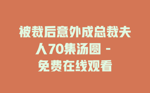 被裁后意外成总裁夫人70集汤圆 - 免费在线观看