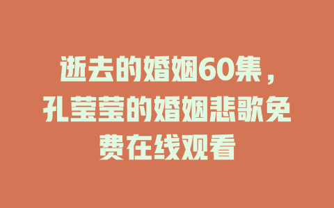 逝去的婚姻60集，孔莹莹的婚姻悲歌免费在线观看