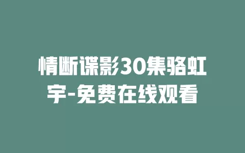 情断谍影30集骆虹宇-免费在线观看