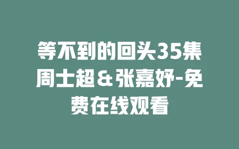 等不到的回头35集周士超＆张嘉妤-免费在线观看