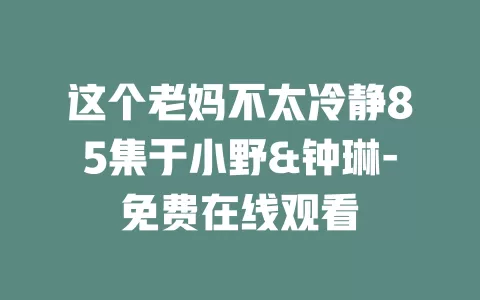 这个老妈不太冷静85集于小野&钟琳-免费在线观看