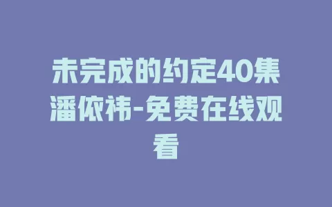 未完成的约定40集潘依祎-免费在线观看