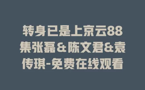 转身已是上京云88集张磊＆陈文君&袁传琪-免费在线观看