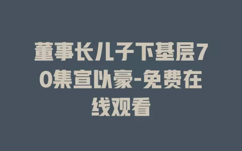 董事长儿子下基层70集宣以豪-免费在线观看