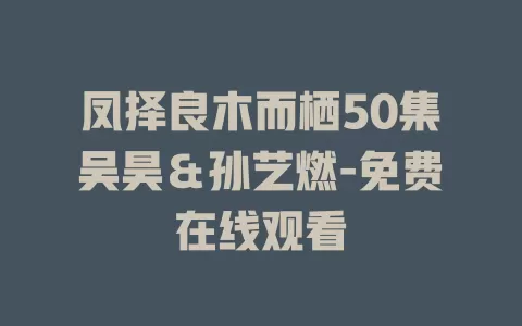 凤择良木而栖50集吴昊＆孙艺燃-免费在线观看