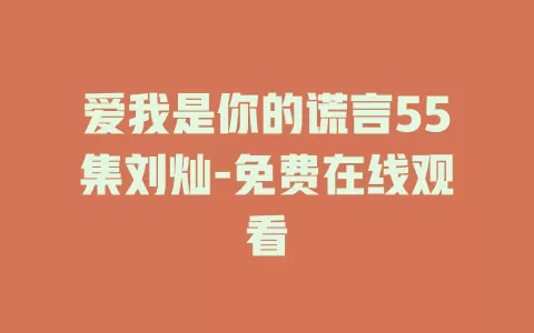 爱我是你的谎言55集刘灿-免费在线观看
