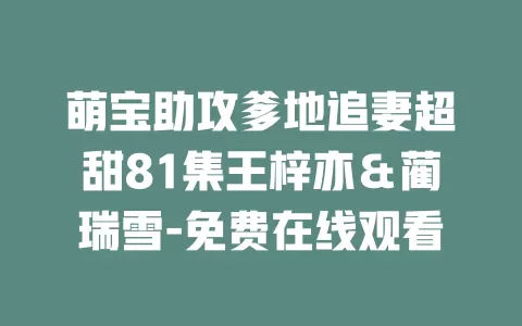萌宝助攻爹地追妻超甜81集王梓亦＆蔺瑞雪-免费在线观看
