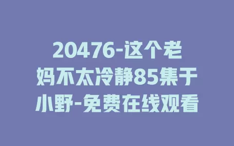 20476-这个老妈不太冷静85集于小野-免费在线观看