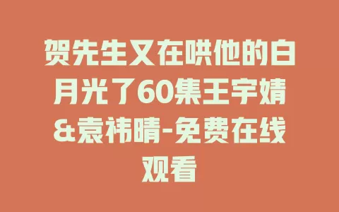贺先生又在哄他的白月光了60集王宇婧&袁祎晴-免费在线观看