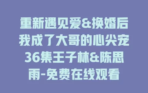 重新遇见爱&换婚后我成了大哥的心尖宠36集王子林&陈思雨-免费在线观看